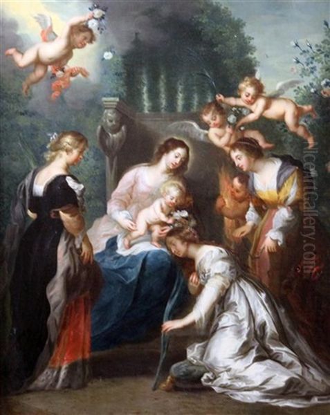 The Marriage Of St Catherine Oil Painting by Jacob Andries Beschey