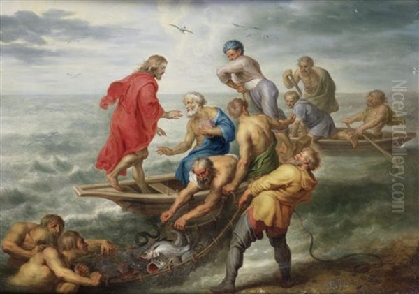 The Miraculous Draught Of Fishes Oil Painting by Jacob Andries Beschey