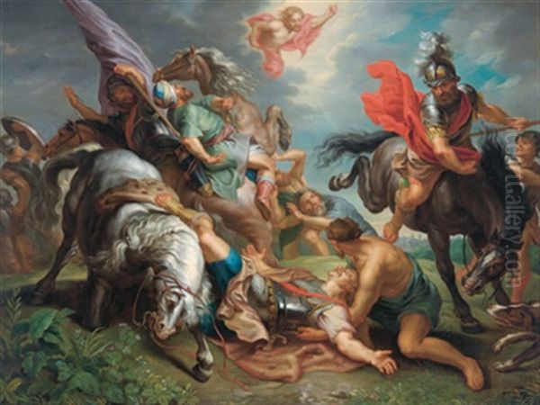 Die Bekehrung Pauli (after Rubens) Oil Painting by Jacob Andries Beschey