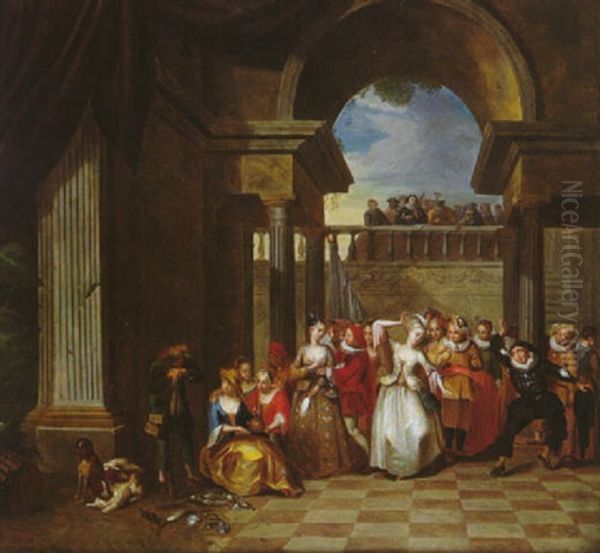 Scene De Danse Dans Un Palais Oil Painting by Jacob Andries Beschey