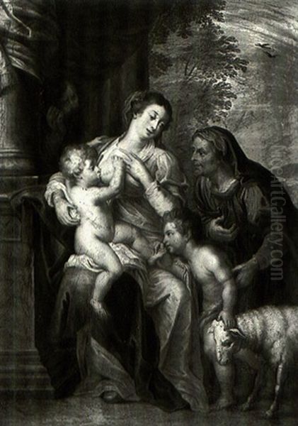 The Holy Family With Saint Anne And The Infant Saint John Oil Painting by Jan Frans Beschey