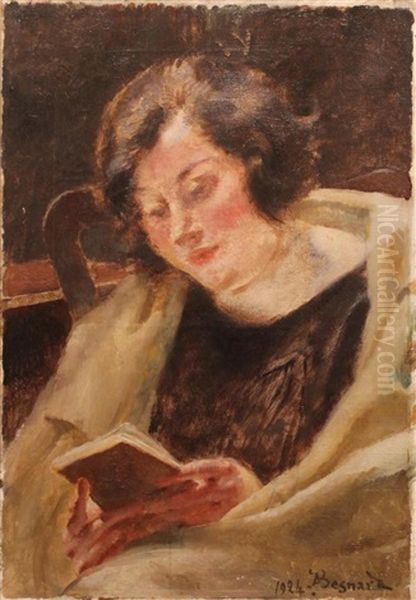 Femme Lisant - A Reader Daytime Oil Painting by Albert Besnard