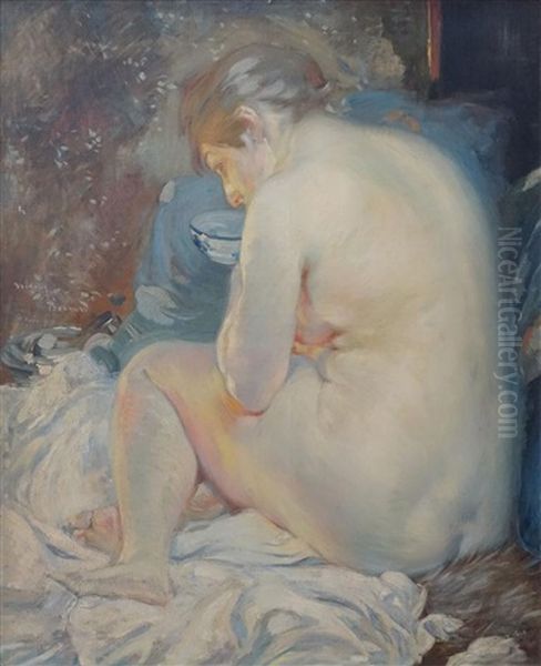 Femme Se Chauffant Oil Painting by Albert Besnard