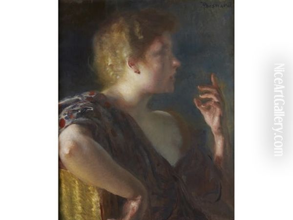 A Portrait Of A Young Woman Oil Painting by Albert Besnard