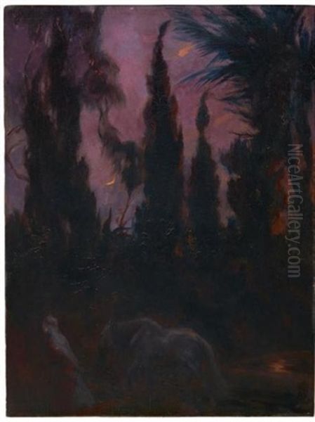 Oasis De Nuit Oil Painting by Albert Besnard