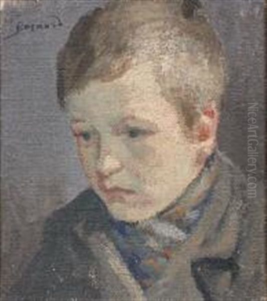 Portrait De Jeune Garcon Oil Painting by Albert Besnard