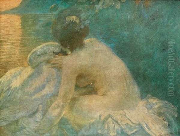 Leda Et Le Cygne Oil Painting by Albert Besnard