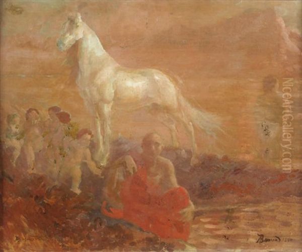 Cheval Et Sept Personnages Oil Painting by Albert Besnard