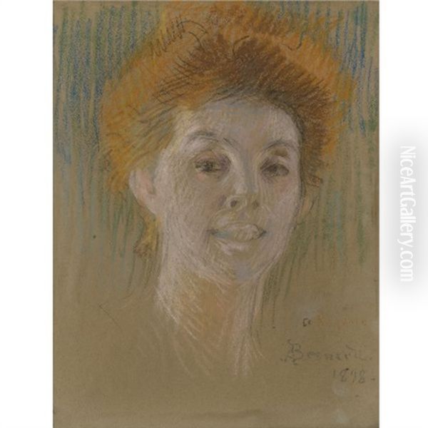 Portrait Of Rejane: For Portrait De Theatre (study) Oil Painting by Albert Besnard