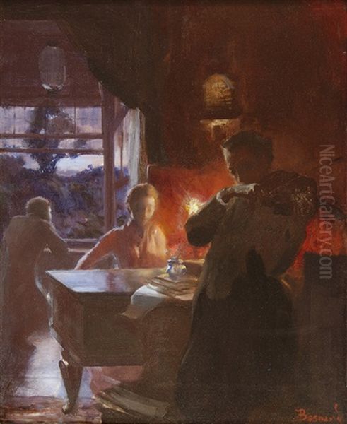 Scene D'interieur Oil Painting by Albert Besnard