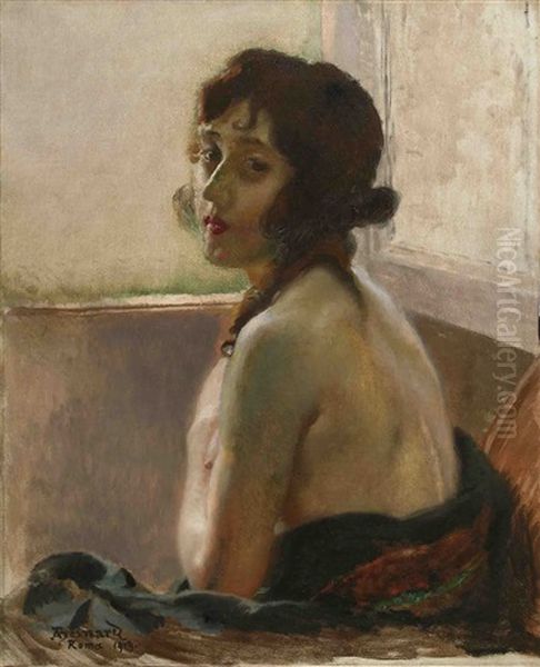 Jeune Italienne Assise Oil Painting by Albert Besnard