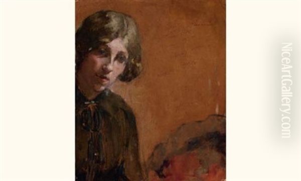 Portrait (bessie Davidson?) Oil Painting by Albert Besnard