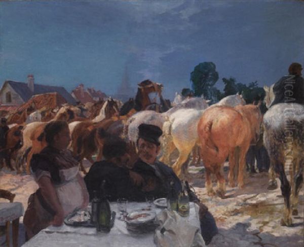 Le Dejeuner Des Marchands De Chevaux Oil Painting by Albert Besnard