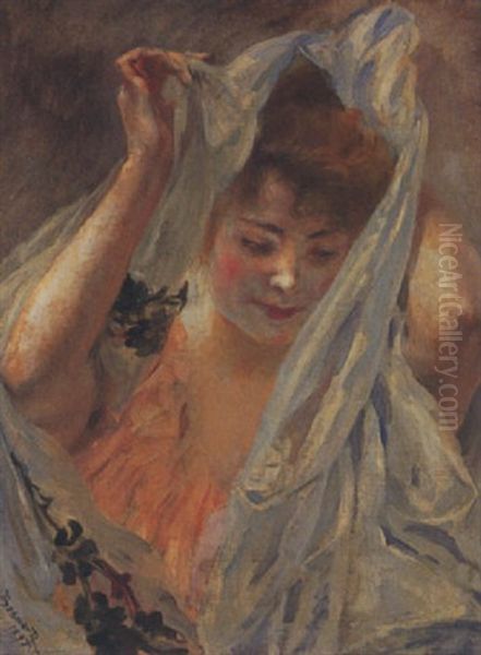 Jeune Femme Au Voile Blanc Oil Painting by Albert Besnard