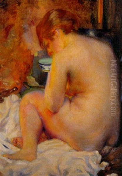 Nudo In Interno Oil Painting by Albert Besnard