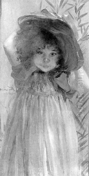 Fillette A La Robe Verte Oil Painting by Albert Besnard