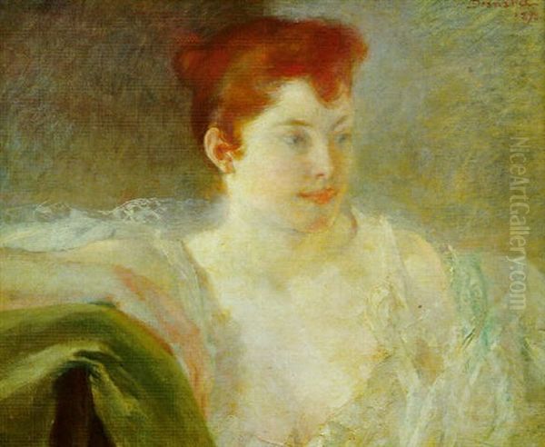 Jeune Femme Rousse Oil Painting by Albert Besnard