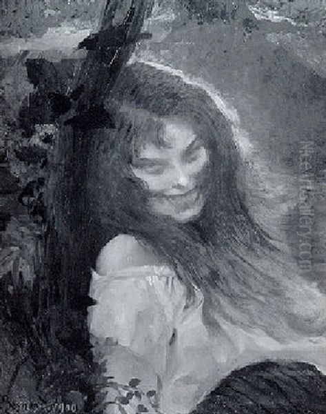 Jeune Femme Oil Painting by Albert Besnard