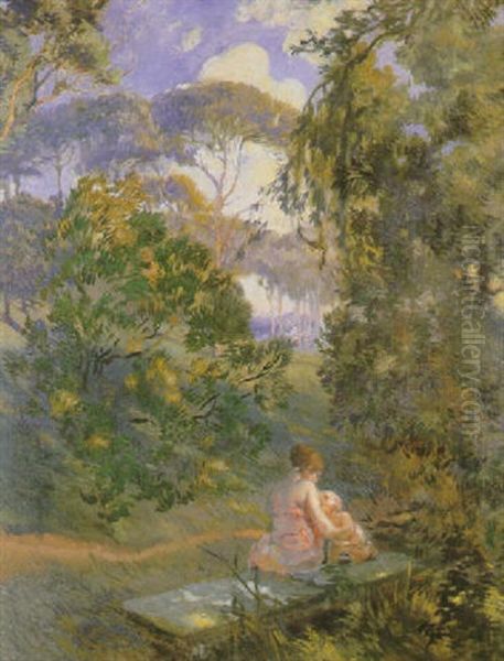 Scene Dans Un Parc Oil Painting by Albert Besnard