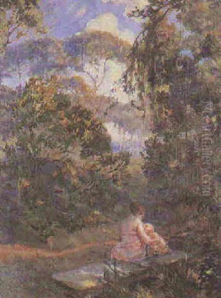 Scene Dans Un Parc Oil Painting by Albert Besnard