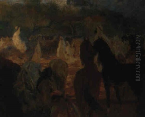 An Arab Encampment Oil Painting by Albert Besnard