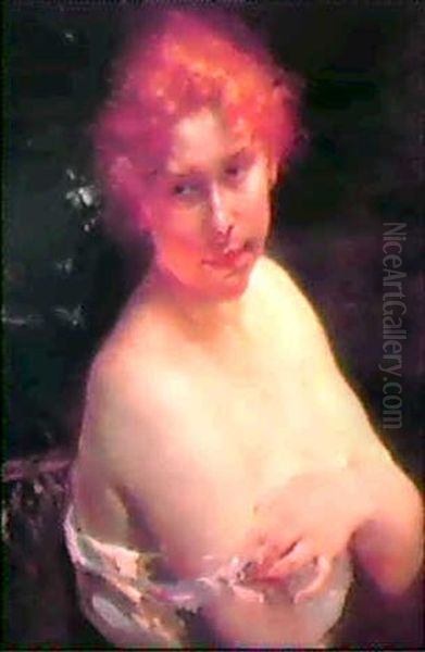 Portrait D'une Jeune Femme Oil Painting by Albert Besnard