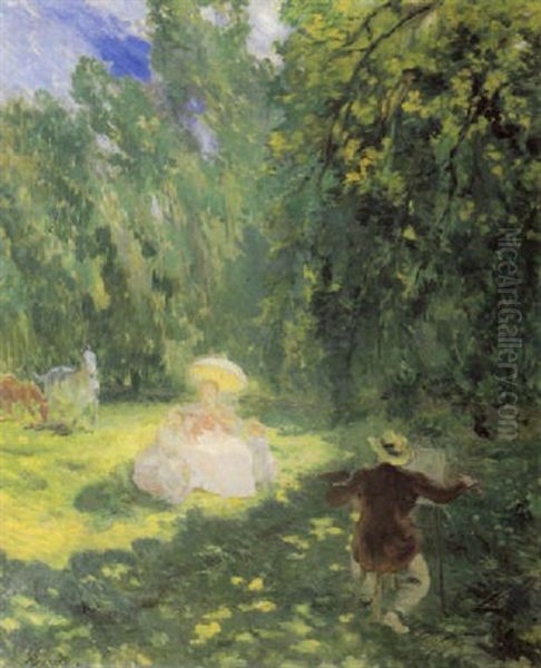 Maler Und Modell Oil Painting by Albert Besnard