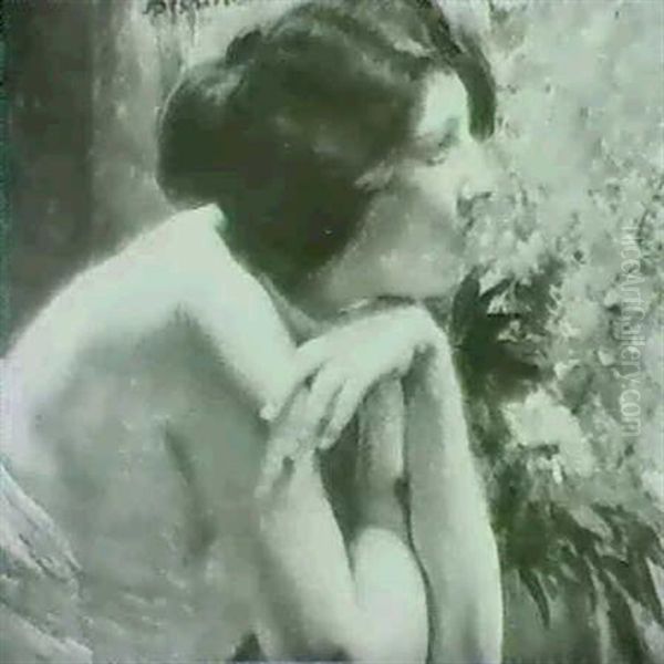 Jeune Femme Pensive Oil Painting by Albert Besnard