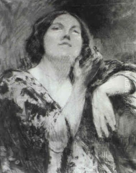 Portrait De Femme Aux Raisins Oil Painting by Albert Besnard