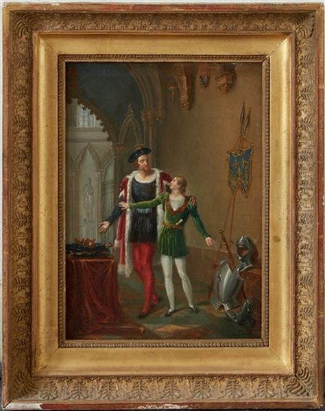 Charles V Et Son Fils Oil Painting by Claude-Jean Besselievre