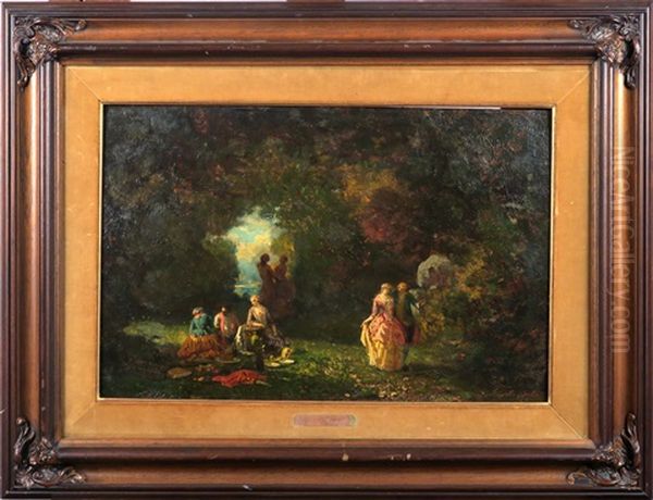 Fete Galante Dans Le Parc Oil Painting by Faustin Besson