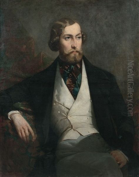 Portrait D'alfred De Musset Oil Painting by Faustin Besson