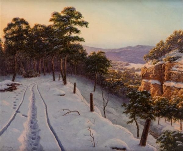 A Sunny Winter Day In The Mountains Oil Painting by Boris Bessonof