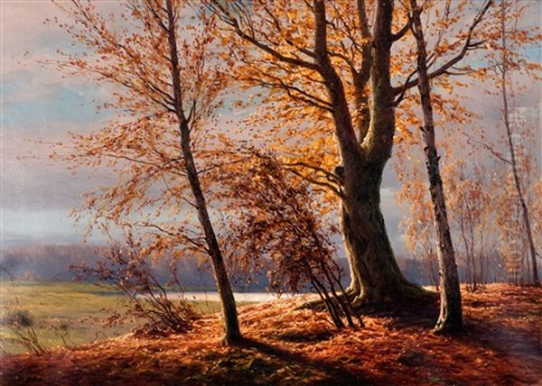 Autumn View Oil Painting by Boris Bessonof