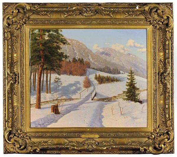 Paysage D'hiver Oil Painting by Boris Bessonof