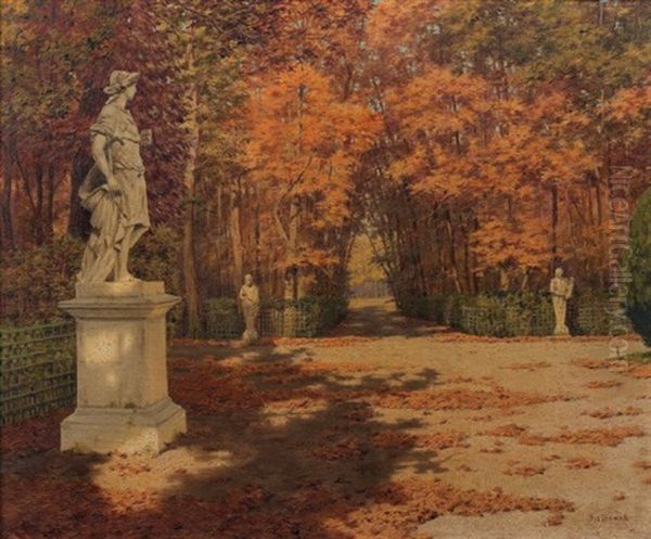 Automne, Parc Du Chateau De Versailles Oil Painting by Boris Bessonof