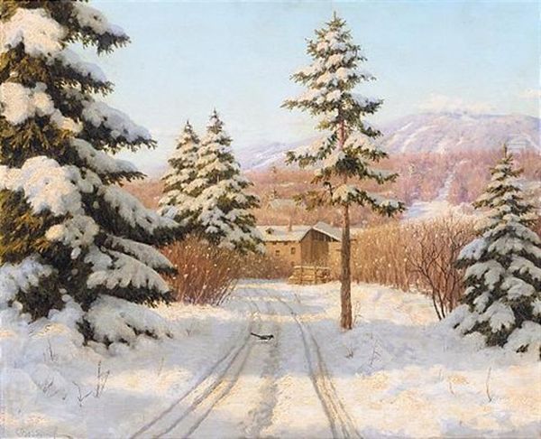 Winter Sun Oil Painting by Boris Bessonof