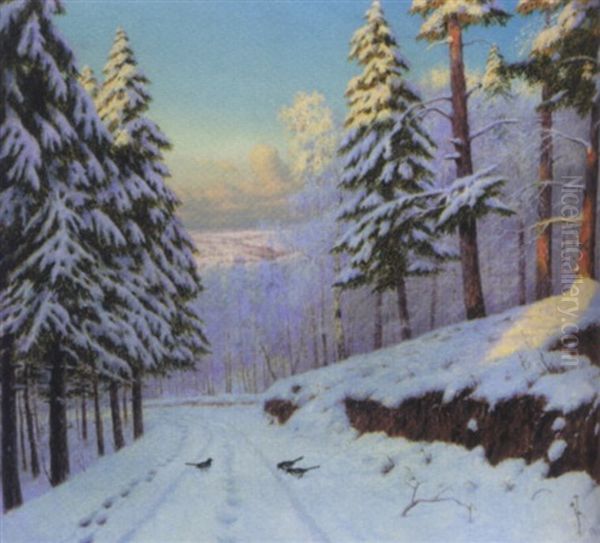 Winter Landscape Oil Painting by Boris Bessonof