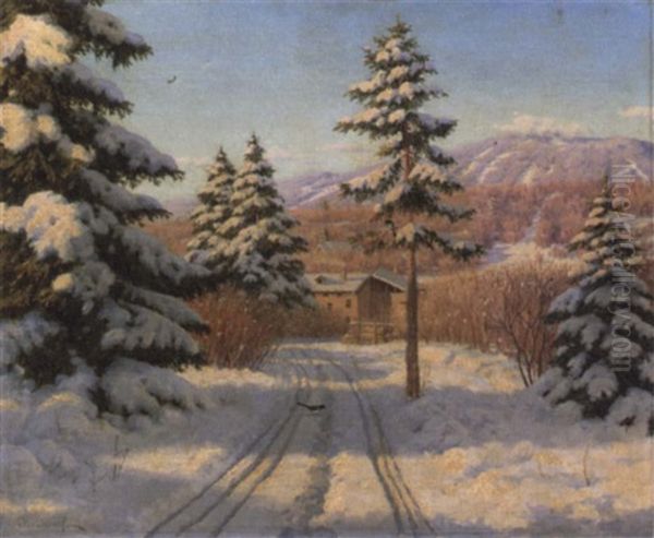 Winter Oil Painting by Boris Bessonof