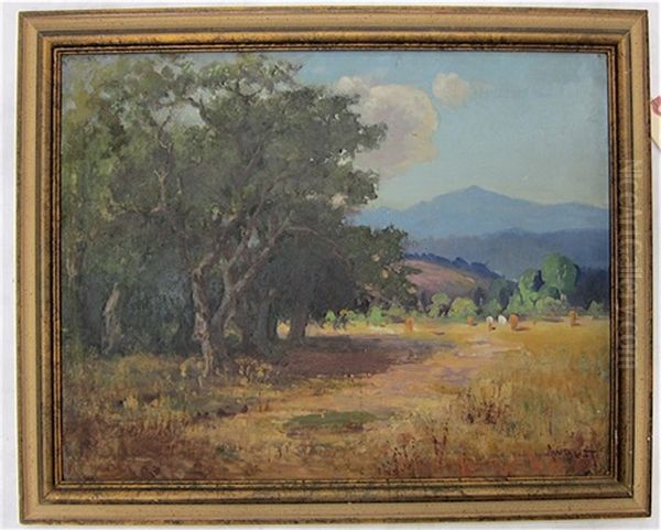 California Pastoral Landscape With Grazing Cattle by Arthur William Best