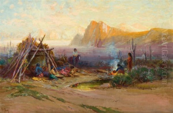 Indian Encampment Oil Painting by Arthur William Best