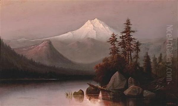 A View Of Mt. Shasta At Twilight Oil Painting by Arthur William Best