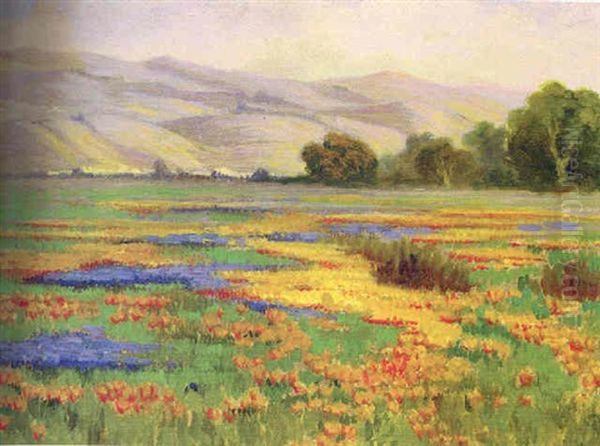 Lupines And Poppies Oil Painting by Arthur William Best