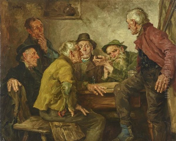 Regular Guests In An Inn Oil Painting by Hans Best