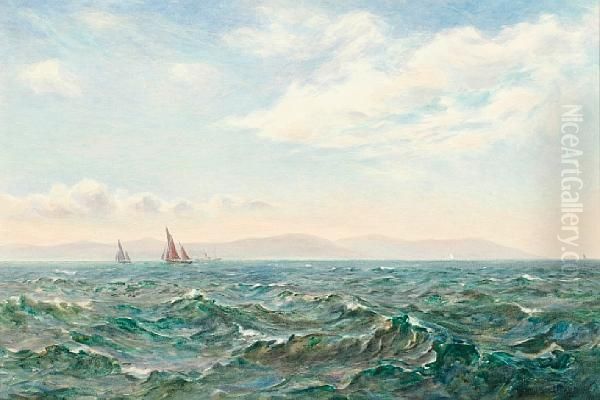 Fishing Boats Off The Isle Of Man Oil Painting by James Aitken