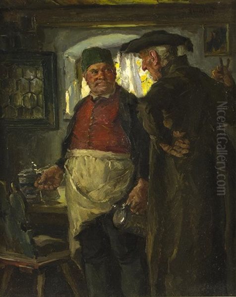 Wirt Und Pfarrer Im Gesprach Oil Painting by Hans Best