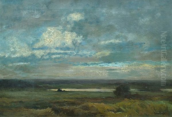 Abendstimmung In Den Isarauen Oil Painting by Hans Best