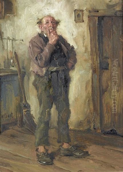 Bauer In Stube Oil Painting by Hans Best