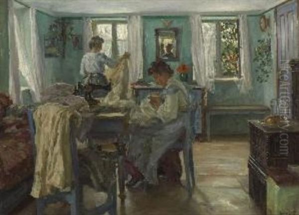 Naherinnen In Der Stube Oil Painting by Hans Best