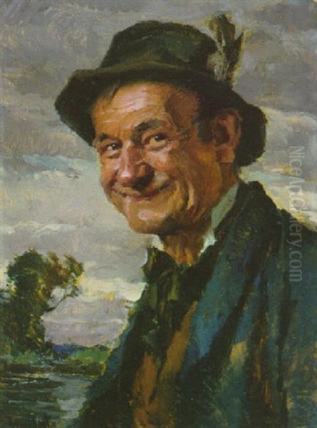 Lachender Bauer Oil Painting by Hans Best